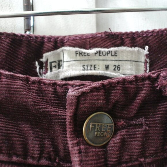 Free People Corduroy Skinny Pants in Wine - Picture 4 of 8